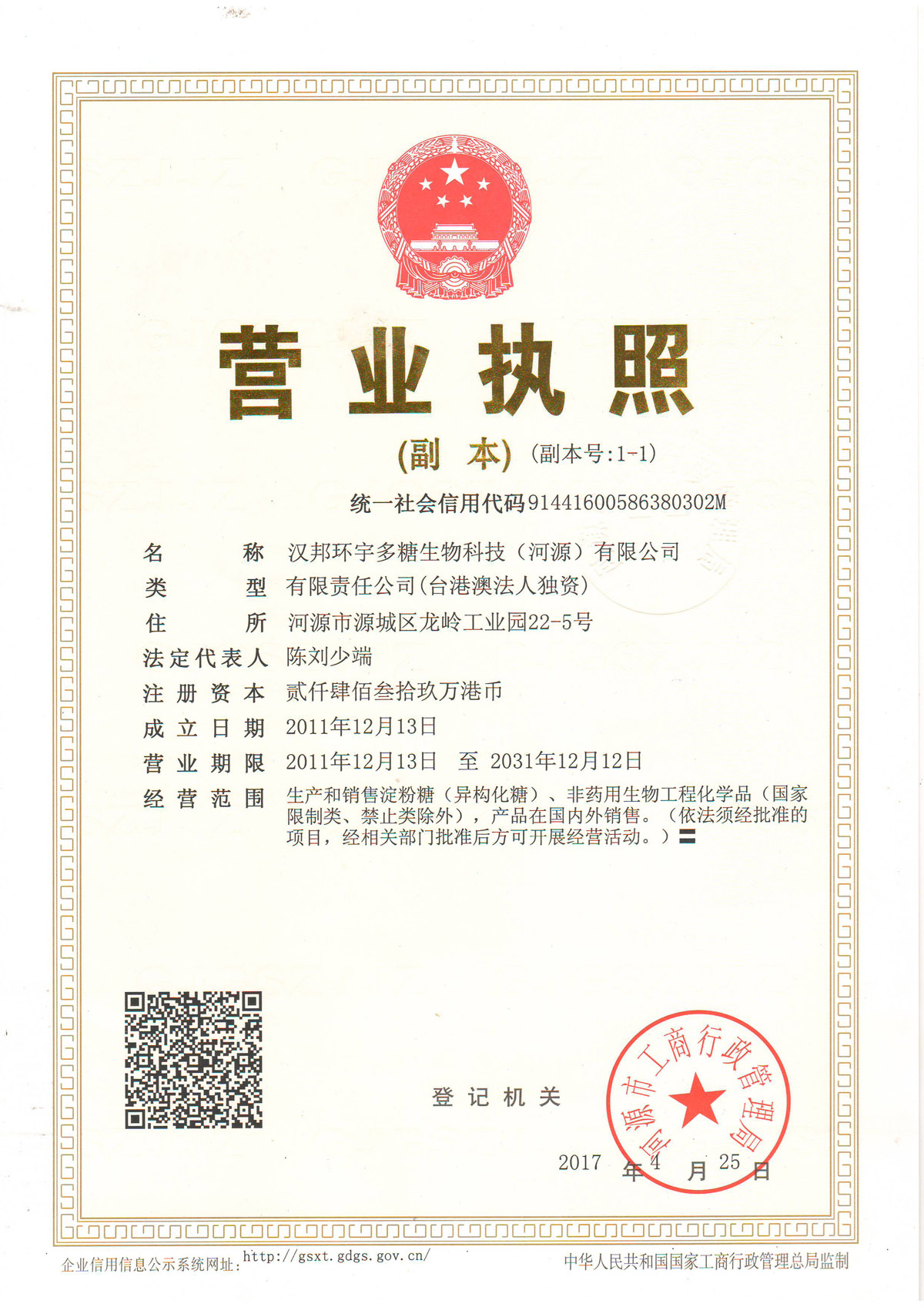 Business License Of EnterpriseLegal Person