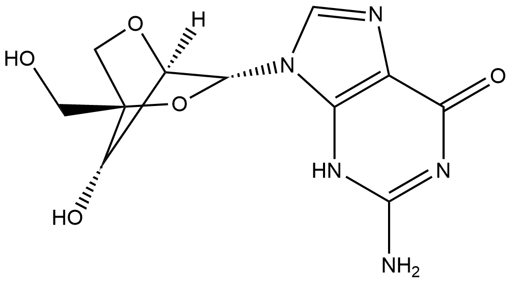 1-(2'-O,4-C-甲桥-BETA-D-呋喃核糖基)鸟嘌呤 结构式