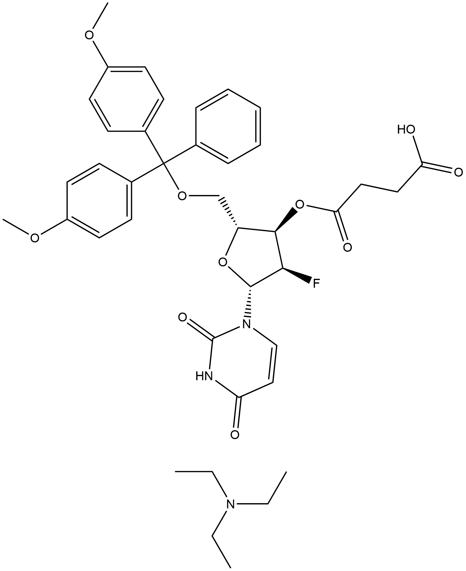 DMTR-2'-F-DU-3'-SUCCINATE, TEA SALT 结构式