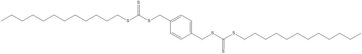 1,4-亚苯基双(亚甲基)双十二烷基 双(三硫代碳酸酯) 结构式