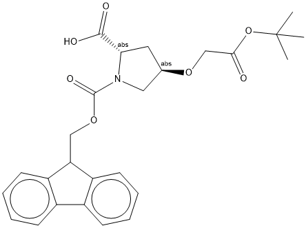 (2S,4R)-1-(((9H-fluoren-9-yl)methoxy)carbonyl)-4-(2-(tert-butoxy)-2-oxoethoxy)pyrrolidine-2-carboxylic acid 结构式