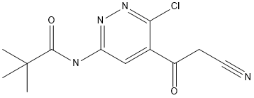 N-(6-氯-5-(2-氰基乙酰基)哒嗪-3-基)新戊胺 结构式