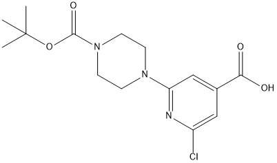 2-(4-(tert-butoxycarbonyl)piperazin-1-yl)-6-chloroisonicotinic acid 结构式