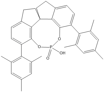 (11aR)-12-羟基-1,10-二均三甲苯基-4,5,6,7-四氢二茚并[7,1-de:1',7'-fg][1,3,2]二氧杂磷杂环辛烯-12-氧化物 结构式