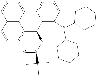 S(R)]-N-[(S)-2-(二环己基膦)苯基]-1-萘基甲基]-2-叔丁基亚磺酰胺 结构式