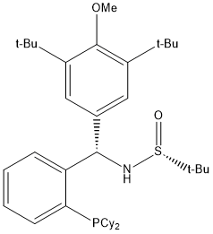 S(R)]-N-[(S)-[3,5-二叔丁基-4-甲氧基苯基][2-(二环己基膦)苯基]甲基]-2-叔丁基亚磺酰胺 结构式