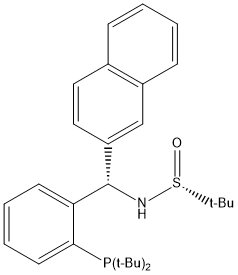 [S(R)]-N-[(S)-[2-(Di-tert-butylphosphino)phenyl[(2-naphthalenyl)methyl]-2-methyl-2-propanesulfinamide 结构式