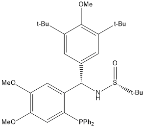 [S(R)]-N-[(S)-(3,5-双叔丁基-4-甲氧基苯基)][2-(二苯基膦)-4,5二甲氧基苯基]-2-叔丁基亚磺酰胺 结构式