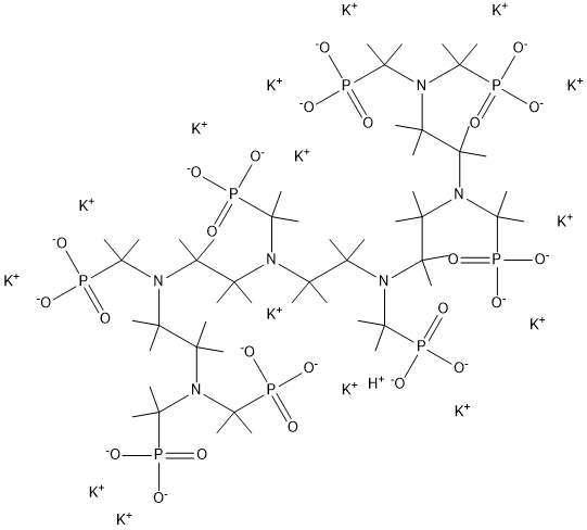 pentadecapotassium hydrogen [ethane-1,2-diylbis[[(phosphonatomethyl)imino]ethane-2,1-diyl[(phosphonatomethyl)imino]ethane-2,1-diylnitrilobis(methylene)]]tetrakisphosphonate 结构式