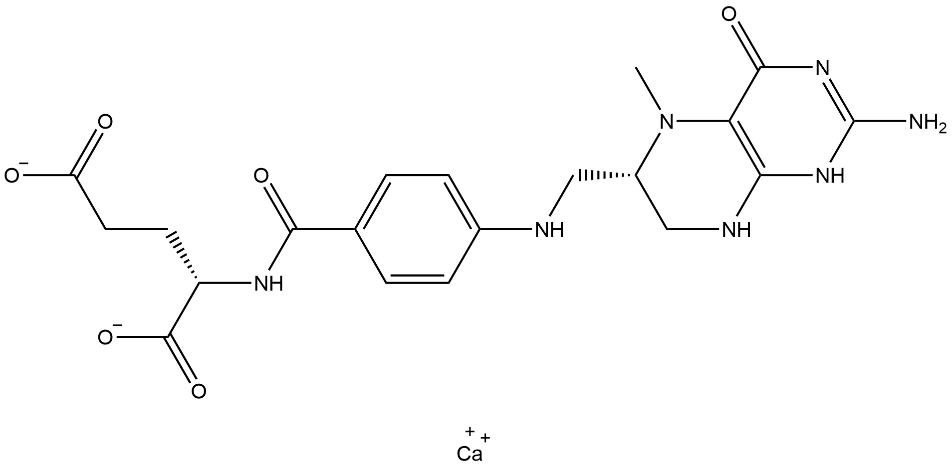 L-5-甲基四氢叶酸钙 结构式