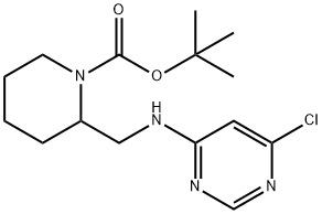 2-[(6-氯-嘧啶-4-基氨基)-甲基]-哌啶-1-羧酸叔丁基酯 结构式
