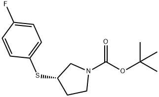 (S)-3-(4-氟-苯基硫烷基)-吡咯烷-1-羧酸叔丁基酯 结构式