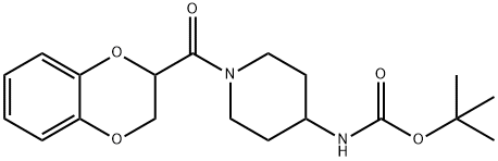 [1-(2,3-二氢-苯并[1,4]二氧杂环己-2-羰基)-哌啶-4-基]-氨基甲酸叔丁基酯 结构式