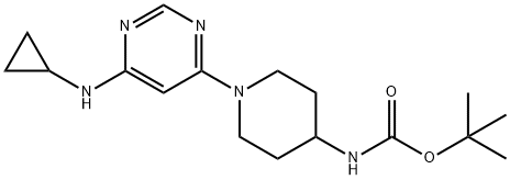 [1-(6-环丙基氨基-嘧啶-4-基)-哌啶-4-基]-氨基甲酸叔丁基酯 结构式
