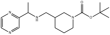 3-[(1-吡嗪-2-基-乙基氨基)-甲基]-哌啶-1-羧酸叔丁基酯 结构式