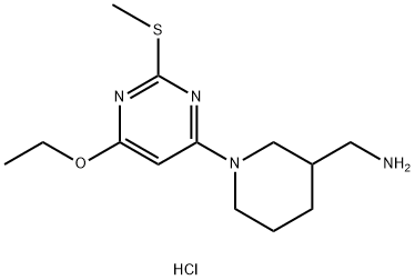 C-[1-(6-乙氧基-2-甲硫基嘧啶-4-基)-哌啶-3-基]甲胺盐酸盐 结构式