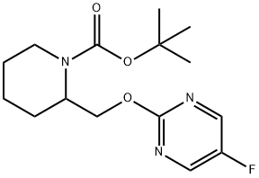 2-(5-氟嘧啶-2-基氧基甲基)-哌啶-1-羧酸叔丁基酯 结构式