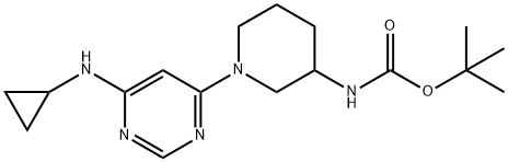 [1-(6-环丙基氨基-嘧啶-4-基)-哌啶-3-基]-氨基甲酸叔丁基酯 结构式