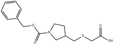 3-CarboxyMethylsulfanylMethyl-pyrrolidine-1-carboxylic acid benzyl ester 结构式