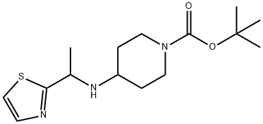 4-(1-噻唑-2-基-乙基氨基)-哌啶-1-羧酸叔丁基酯 结构式