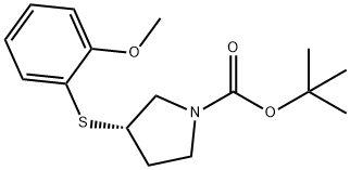 (S)-3-(2-甲氧基-苯基硫烷基)-吡咯烷-1-羧酸叔丁基酯 结构式