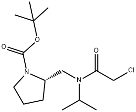 (S)-2-{[(2-Chloro-acetyl)-isopropyl-aMino]-Methyl}-pyrrolidine-1-carboxylic acid tert-butyl ester 结构式