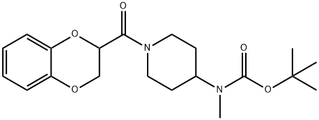 [1-(2,3-二氢-苯并[1,4]二氧杂环己-2-羰基)-哌啶-4-基甲基]-氨基甲酸叔丁基酯 结构式