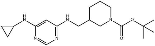 3-[(6-环丙基氨基-嘧啶-4-基氨基)-甲基]-哌啶-1-羧酸叔丁基酯 结构式