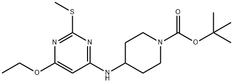 4-(6-乙氧基-2-甲硫基-嘧啶-4-基氨基)-哌啶-1-羧酸叔丁基酯 结构式