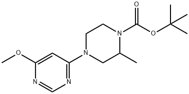 4-(6-甲氧基-嘧啶-4-基)-2-甲基-哌嗪-1-羧酸叔丁酯 结构式