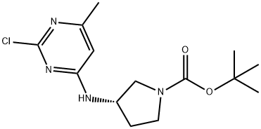 (S)-3-(2-Chloro-6-methyl-pyrimidin-4-ylamino)-pyrrolidine-1-carboxylic acid tert-butyl ester 结构式