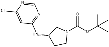 (S)-3-(6-氯-嘧啶-4-基氨基)-吡咯烷-1-羧酸叔丁基酯 结构式