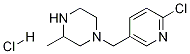 1-(6-氯-吡啶-3-基甲基)-3-甲基哌嗪盐酸盐 结构式