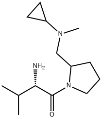 (S)-2-AMino-1-{2-[(cyclopropyl-Methyl-aMino)-Methyl]-pyrrolidin-1-yl}-3-Methyl-butan-1-one 结构式