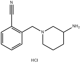 2-(3-氨基-哌啶-1-基甲基)-苄腈盐酸盐 结构式