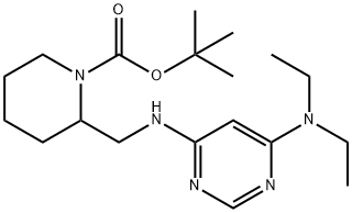2-[(6-二乙基氨基-嘧啶-4-基氨基)-甲基]-哌啶-1-羧酸叔丁基酯 结构式