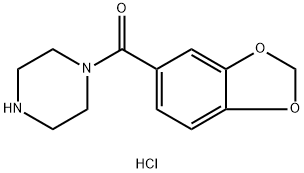 苯并[1,3]二氧杂环戊烯-5-基-哌嗪-1-基-甲酮盐酸盐 结构式