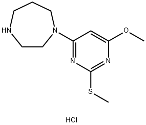 1-(6-甲氧基-2-甲硫基-嘧啶-4-基)-[1,4]二氮杂环庚烷盐酸盐 结构式