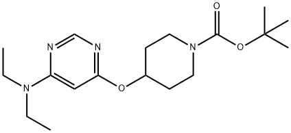 4-(6-二乙氨基-嘧啶-4-基氧基)-哌啶-1-羧酸叔丁基酯 结构式