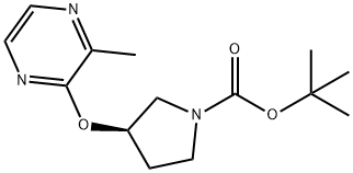 (R)-3-(3-甲基吡嗪-2-基氧基)-吡咯烷-1-羧酸叔丁基酯 结构式