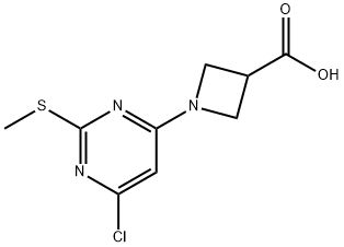 1-(6-氯-2-甲硫基-嘧啶-4-基)-氮杂环丁烷-3-羧酸 结构式