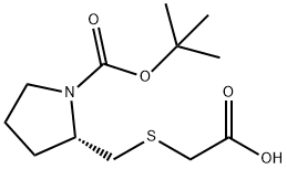 (S)-2-CarboxyMethylsulfanylMethyl-pyrrolidine-1-carboxylic acid tert-butyl ester 结构式