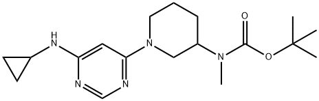 [1-(6-环丙基氨基-嘧啶-4-基)-哌啶-3-基]-甲基-氨基甲酸叔丁基酯 结构式