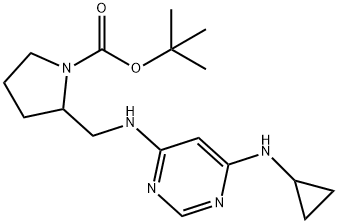 2-[(6-环丙基氨基-嘧啶-4-基氨基)-甲基]-吡咯烷-1-羧酸叔丁酯 结构式