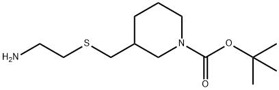 3-(((2-氨基乙基)硫代)甲基)哌啶-1-羧酸叔丁酯 结构式