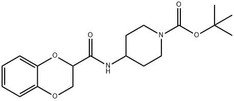 4-[(2,3-二氢-苯并[1,4]二氧杂环己烯-2-羰基)-氨基]-哌啶-1-羧酸叔丁基酯 结构式