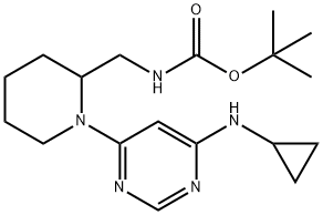 [1-(6-环丙基氨基-嘧啶-4-基)-哌啶-2-基甲基]-氨基甲酸叔丁基酯 结构式
