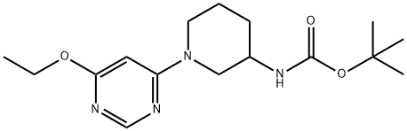 [1-(6-乙氧基-嘧啶-4-基)-哌啶-3-基]-氨基甲酸叔丁基酯 结构式