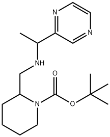 2-[(1-吡嗪-2-基-乙基氨基)-甲基]-哌啶-1-羧酸叔丁基酯 结构式