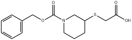 3-CarboxyMethylsulfanyl-piperidine-1-carboxylic acid benzyl ester 结构式